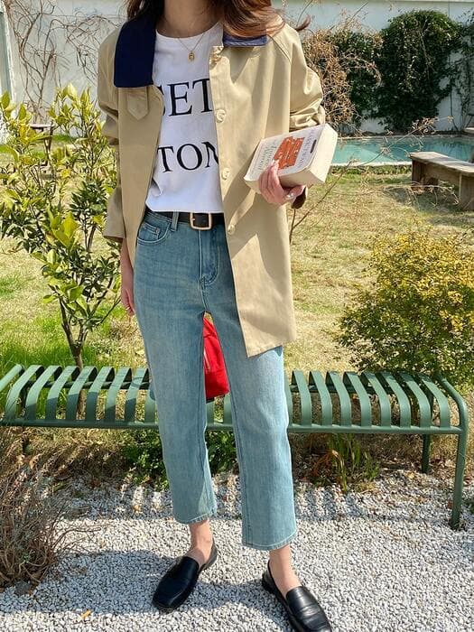 骨格ウェーブクロップドデニムパンツ
