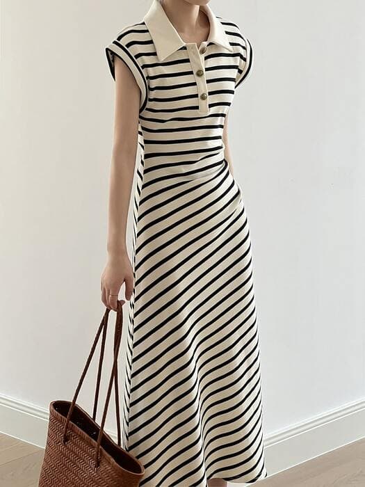 骨格ウェーブポロワンピース
