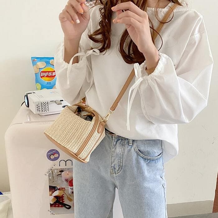 骨格ウェーブハンドルショルダーバック