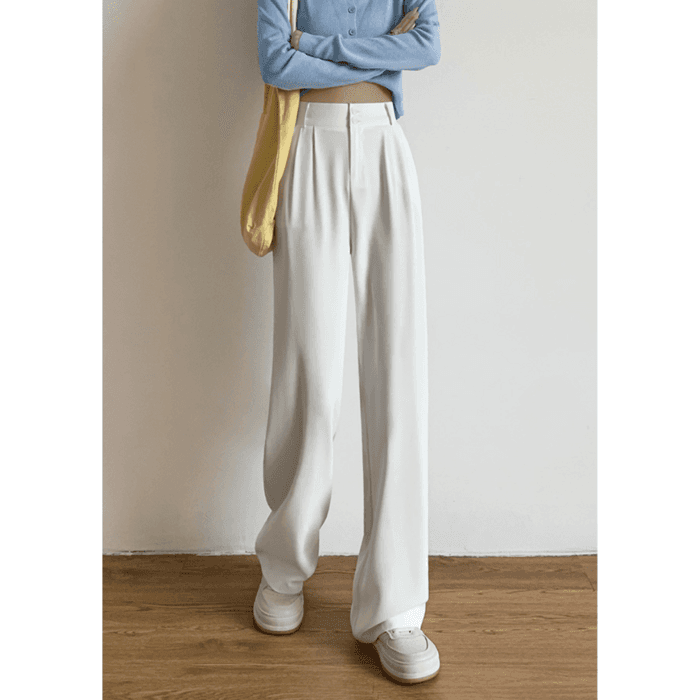 骨格ウェーブ服ハイウエストストレートスラックスパンツ