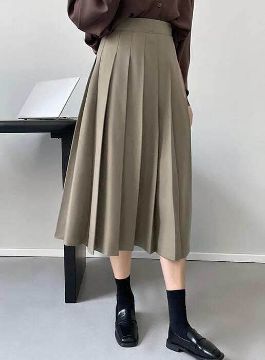 骨格ウェーブ服ハイウエストプリーツスカート