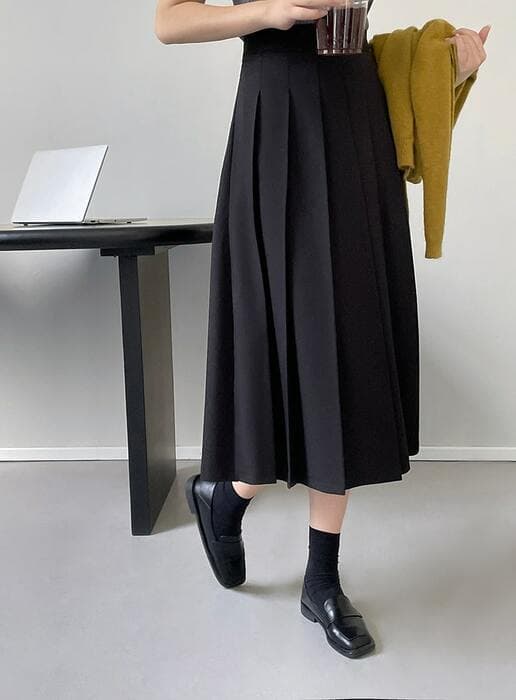 骨格ウェーブ服ハイウエストプリーツスカート