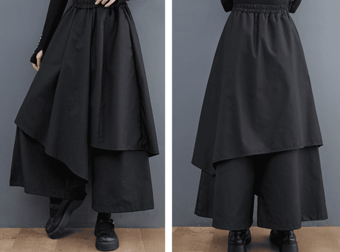 骨格ウェーブアシンメトリーフレアロングパンツ