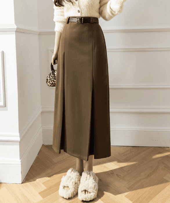 骨格ウェーブ服ベルト付きハイウエストタイトスカート