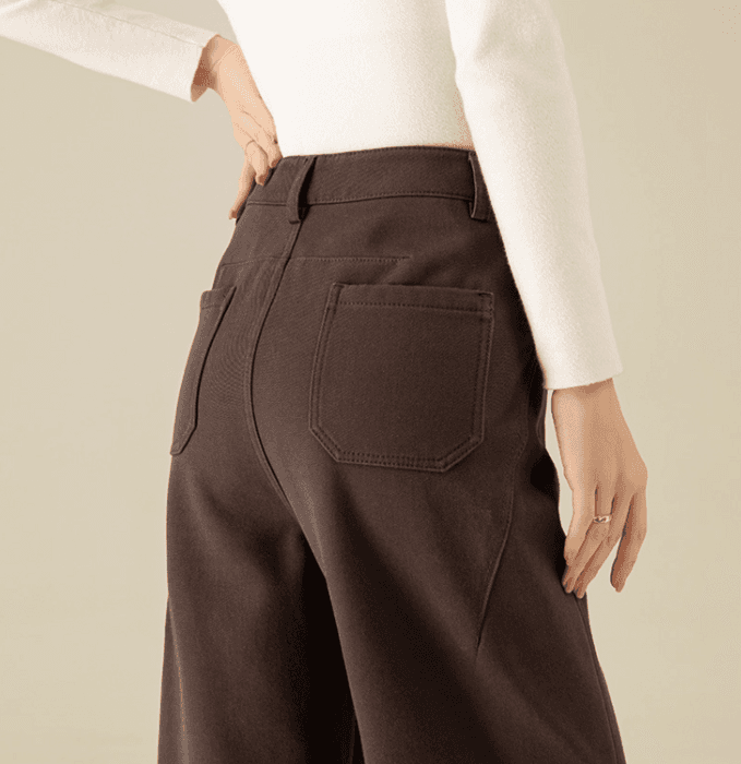 骨格ウェーブ裏フリースワイドレッグパンツ【秋冬】