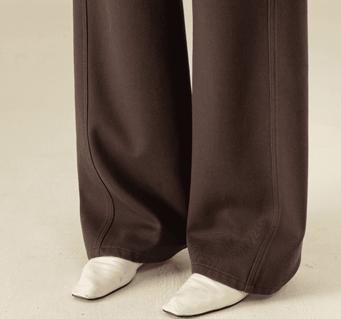 骨格ウェーブ裏フリースワイドレッグパンツ【秋冬】
