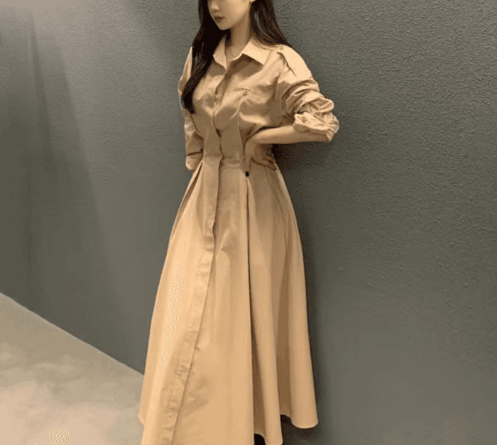 骨格ウェーブシャツワンピース