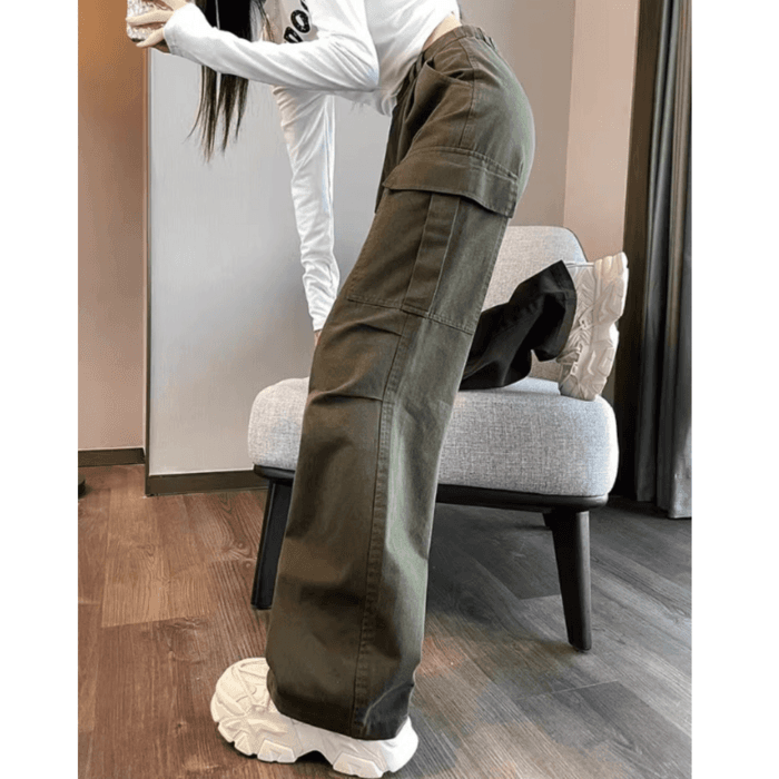 骨格ウェーブハイウエストカーゴスリムパンツ