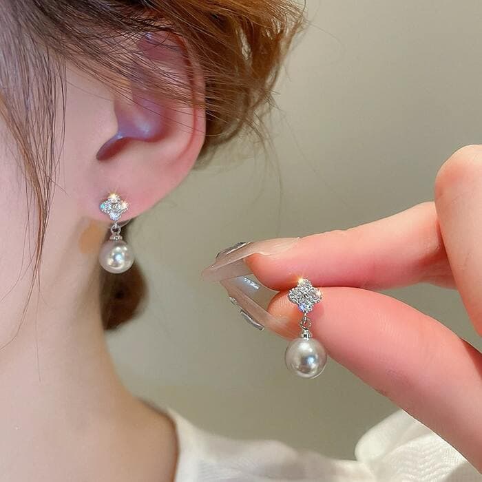 骨格ウェーブシルバーパールピアス