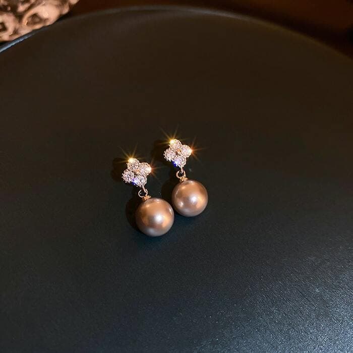 骨格ウェーブシルバーパールピアス