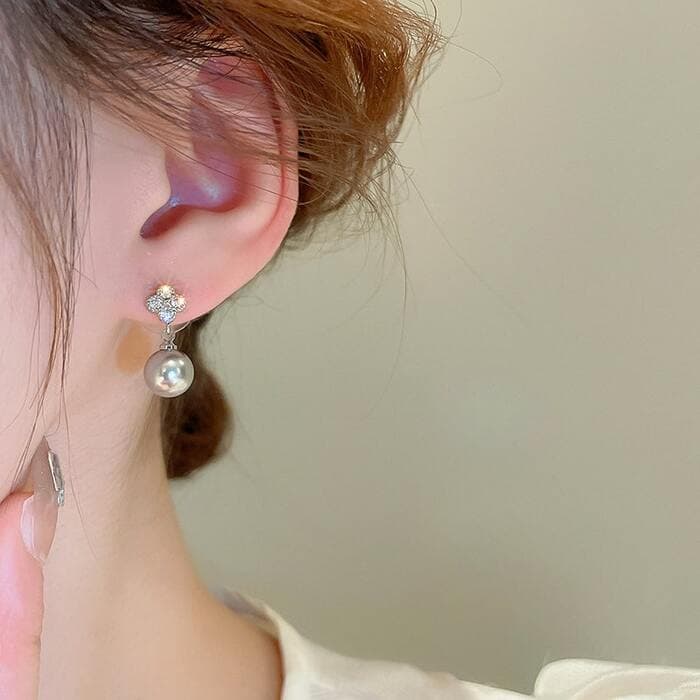 骨格ウェーブシルバーパールピアス
