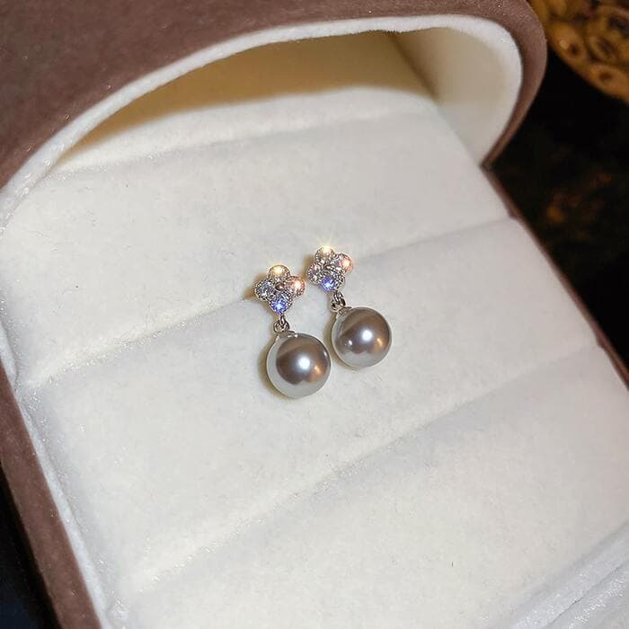 骨格ウェーブシルバーパールピアス