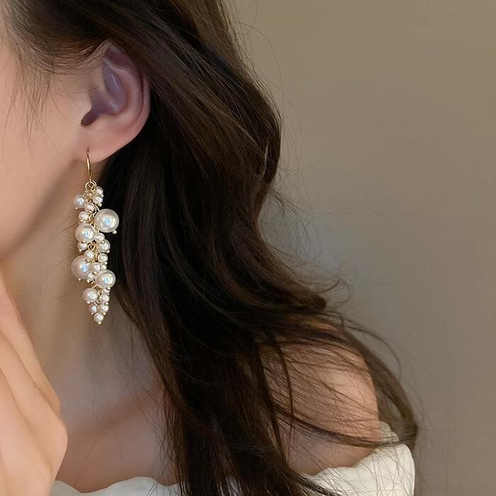 骨格ウェーブボリュームパールピアス