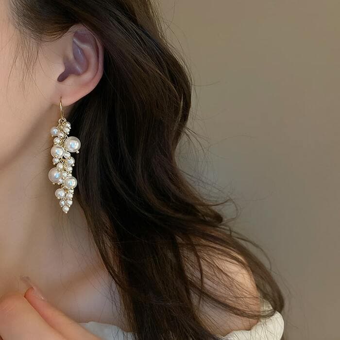 骨格ウェーブボリュームパールピアス