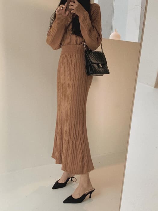 骨格ウェーブ服ニットマーメイドスカートセットアップ