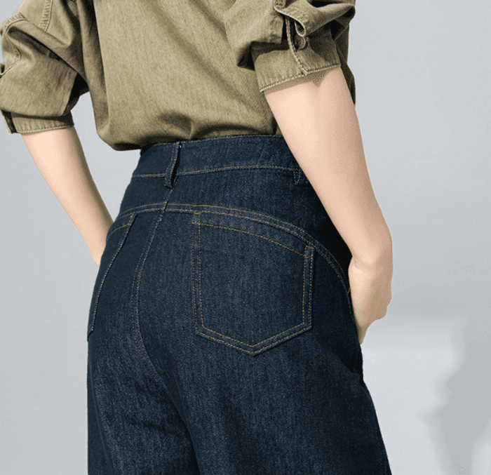 骨格ウェーブバックデザインルーズワイドパンツ
