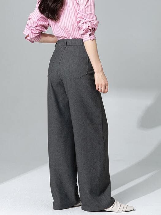 骨格ウェーブウエストバックゴムワイドパンツ