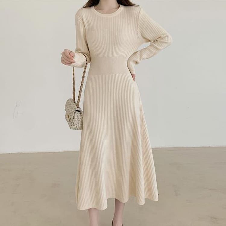 骨格ウェーブ服 ウエストマークAラインワンピース