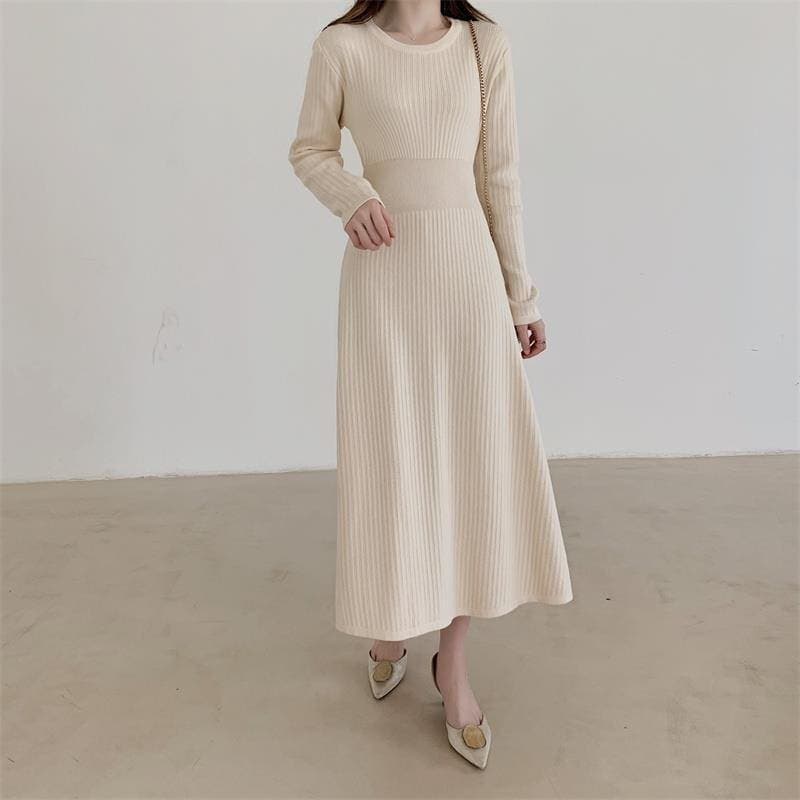 骨格ウェーブ服 ウエストマークAラインワンピース