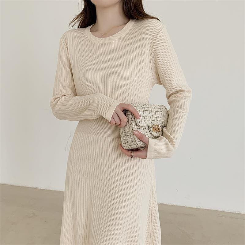 骨格ウェーブ服 ウエストマークAラインワンピース