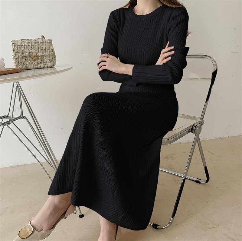 骨格ウェーブ服 ウエストマークAラインワンピース