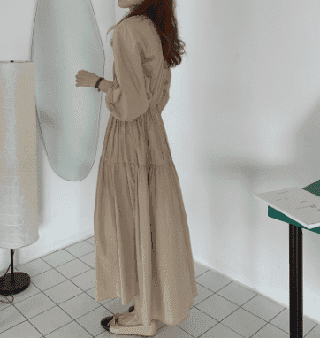 骨格ウェーブ ティアードワンピース