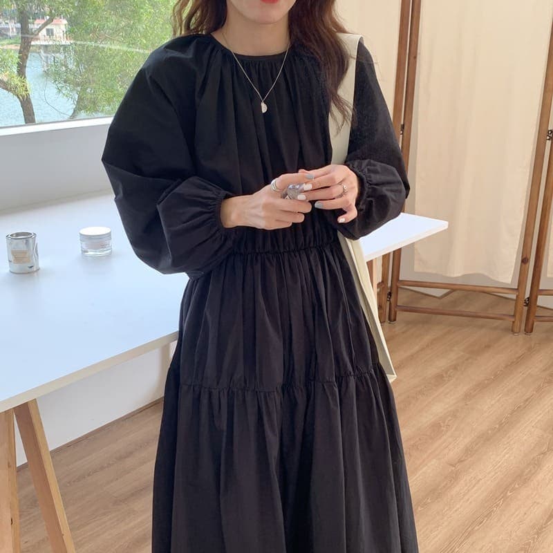 骨格ウェーブ ティアードワンピース