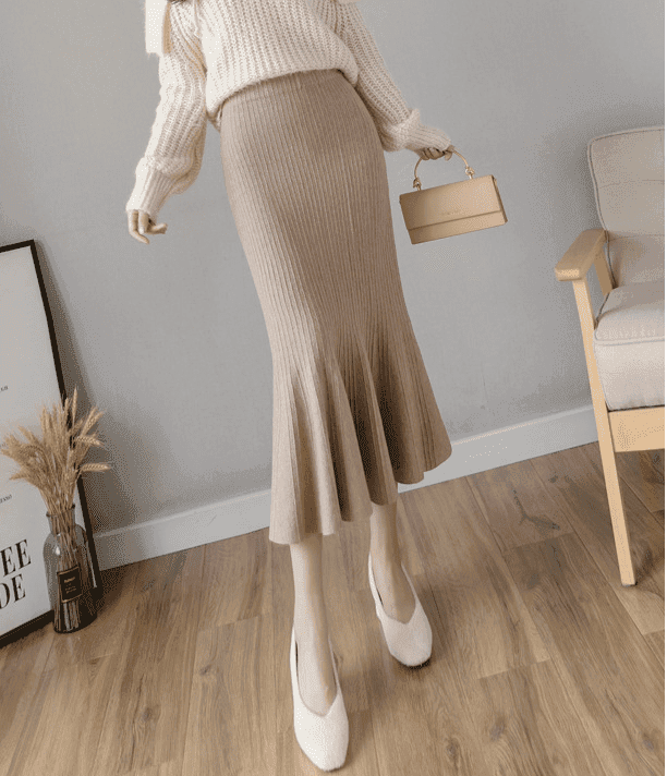 骨格ウェーブ服ニットマーメイドスカート