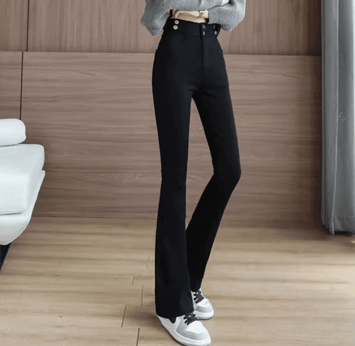 骨格ウェーブハイウエストフレアパンツ
