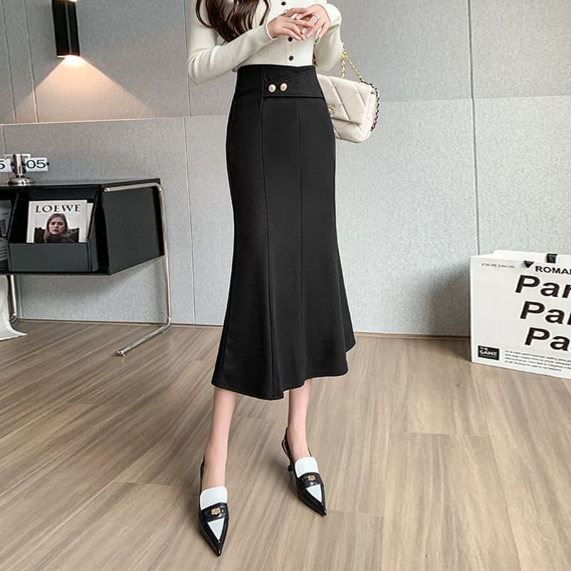 骨格ウェーブ服 ハイウエストバックスリットマーメイドスカート