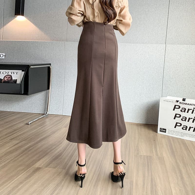 骨格ウェーブ服 ハイウエストバックスリットマーメイドスカート