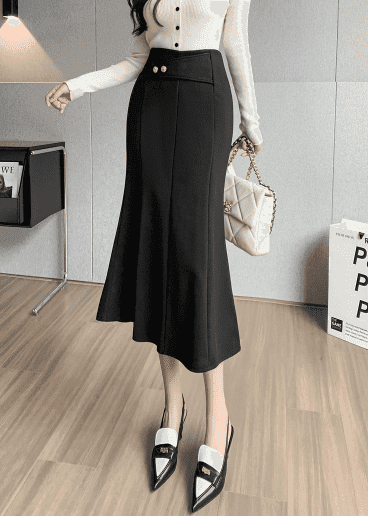 骨格ウェーブ服 ハイウエストバックスリットマーメイドスカート