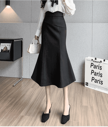 骨格ウェーブ服ハイウエストベーシックマーメイドスカート
