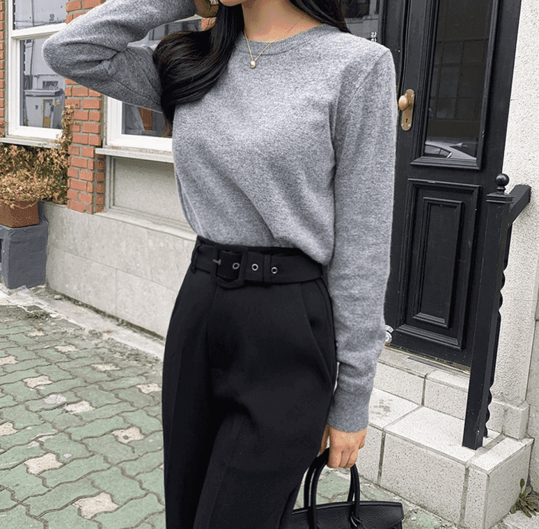 骨格ウェーブ服ベルト付きハイウエストフレアパンツ