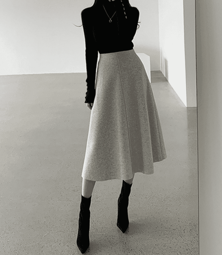 骨格ウェーブ服ハイウエストAラインスカート