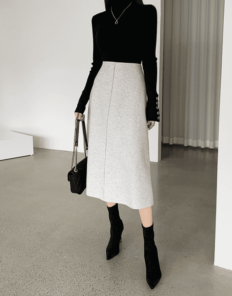 骨格ウェーブ服ハイウエストAラインスカート