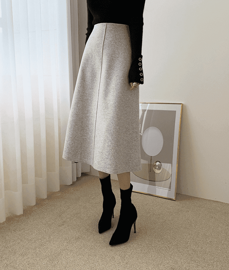 骨格ウェーブ服ハイウエストAラインスカート