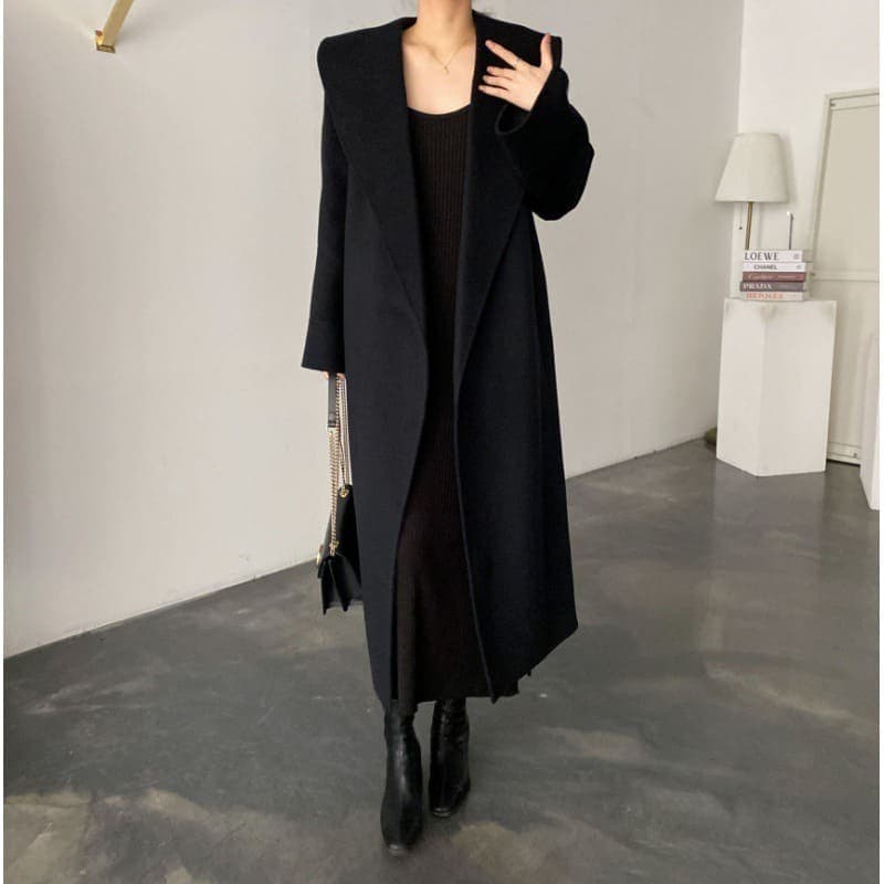 骨格ウェーブ服ビックカラーロングアウターコート