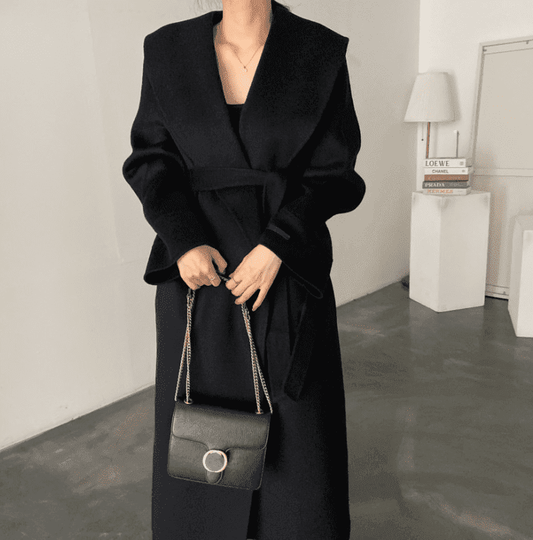 骨格ウェーブ服ビックカラーロングアウターコート