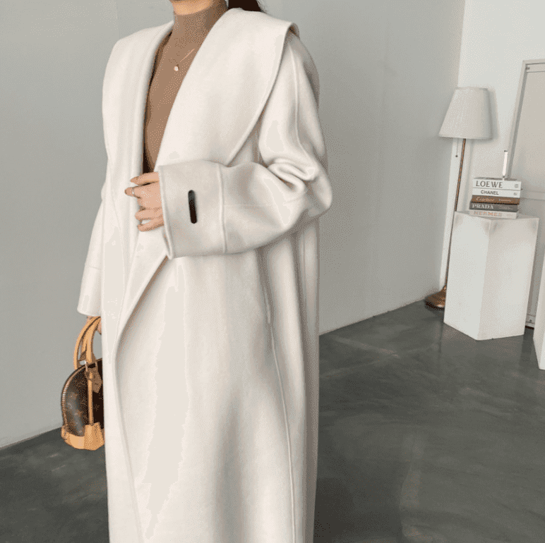 骨格ウェーブ服ビックカラーロングアウターコート