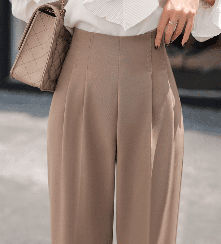骨格ウェーブ服ハイウエストテーパードパンツ