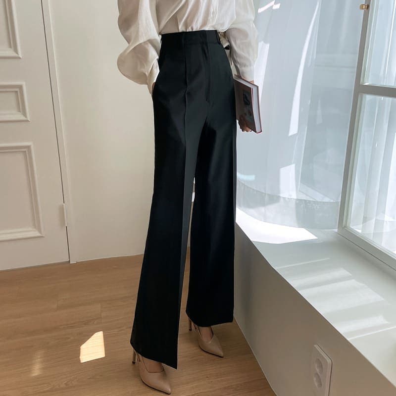 骨格ウェーブ服ハイウエストセミフレアパンツ