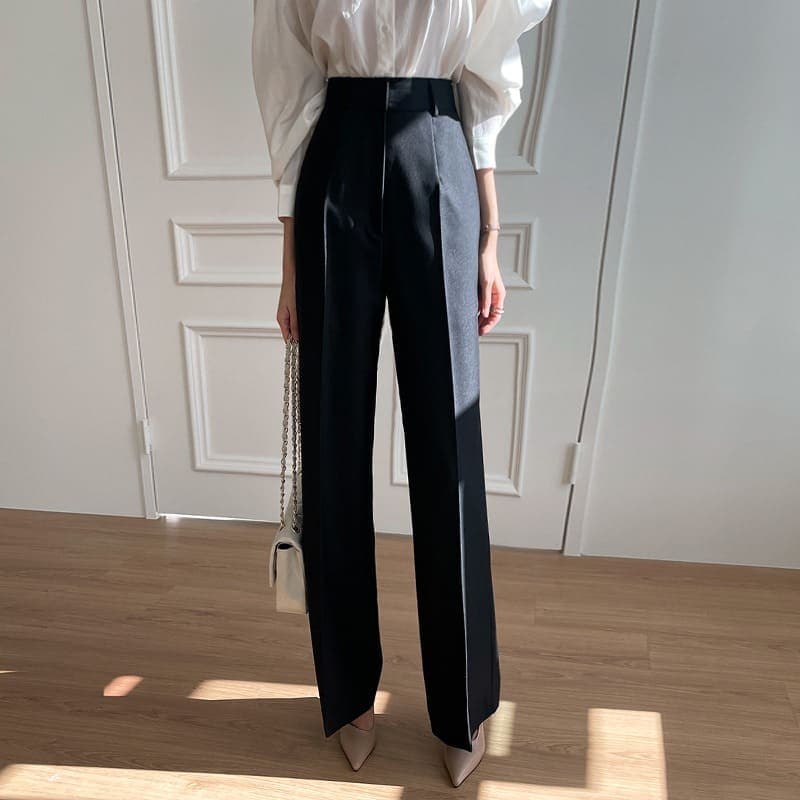 骨格ウェーブ服ハイウエストセミフレアパンツ