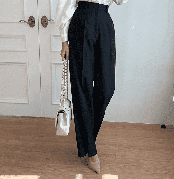 骨格ウェーブ服ハイウエストセミフレアパンツ