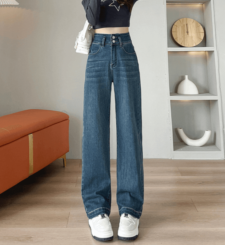 骨格ウェーブストレッチワイドデニムパンツ