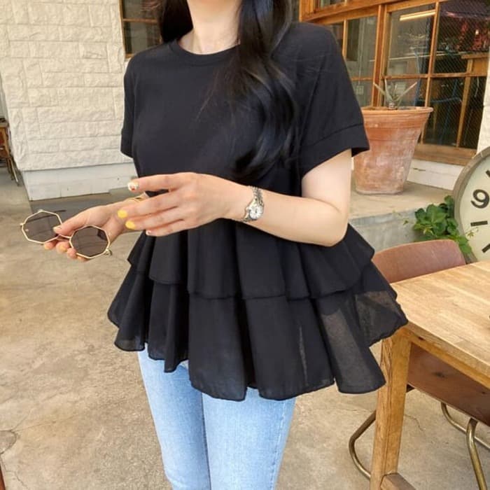 骨格ウェーブ服フリルTシャツトップス