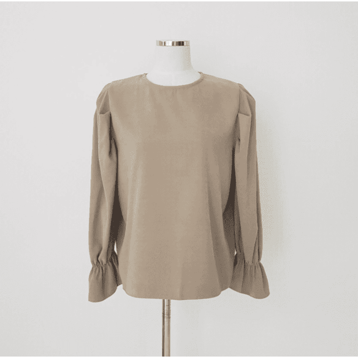 骨格ウェーブ服パフスリーブブラウストップス