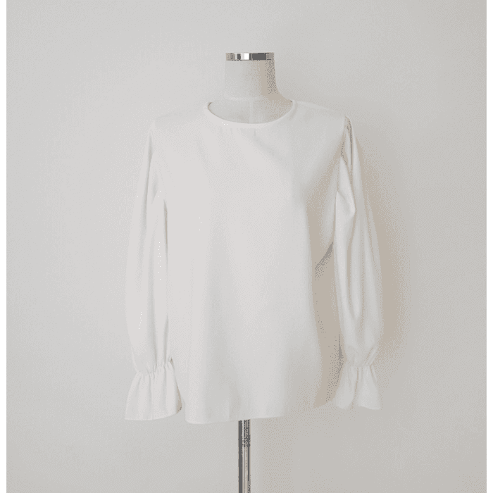 骨格ウェーブ服パフスリーブブラウストップス