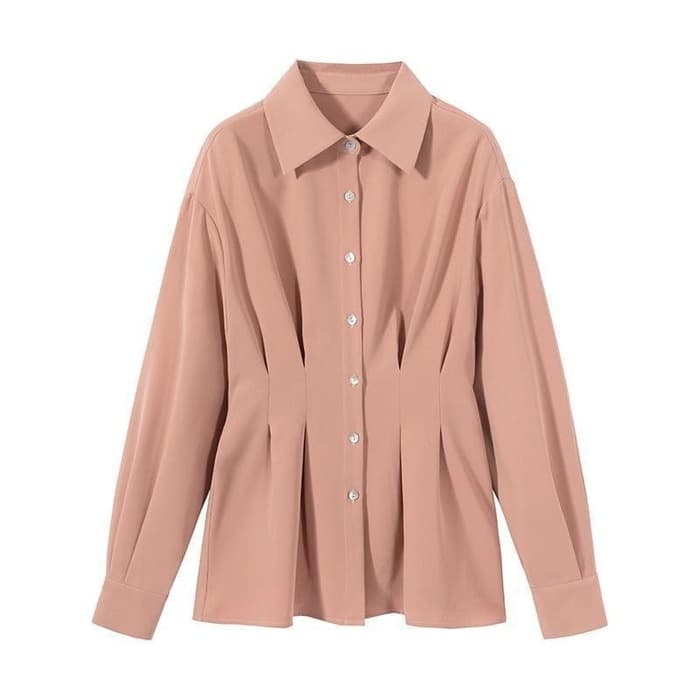 骨格ウェーブ服バックプリーツブラウストップス