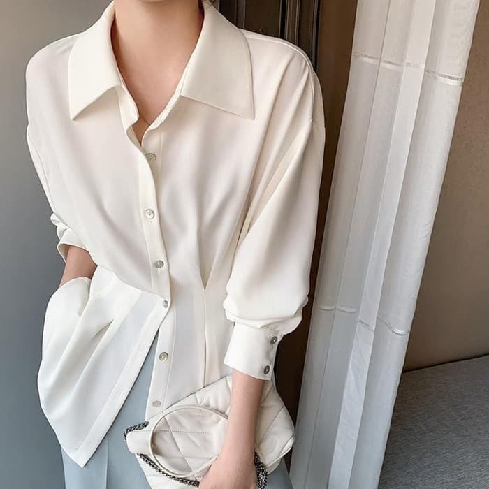 骨格ウェーブ服バックプリーツブラウストップス